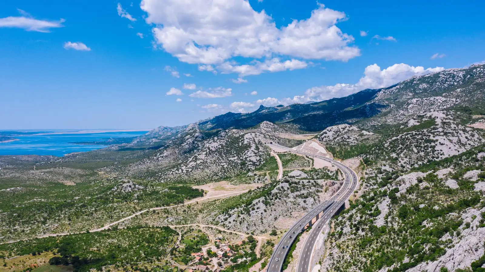 Winding road through the mountains above the Adriatic coast in Croatia