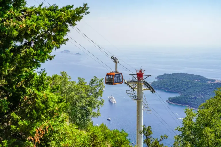 Cable car going up Mount Srđ above Dubrovnik