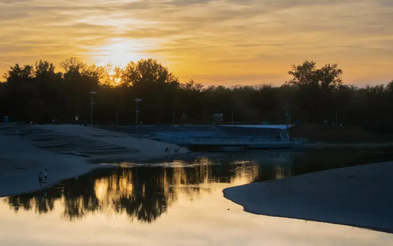 Sunset over Jarun Lake in Zagreb