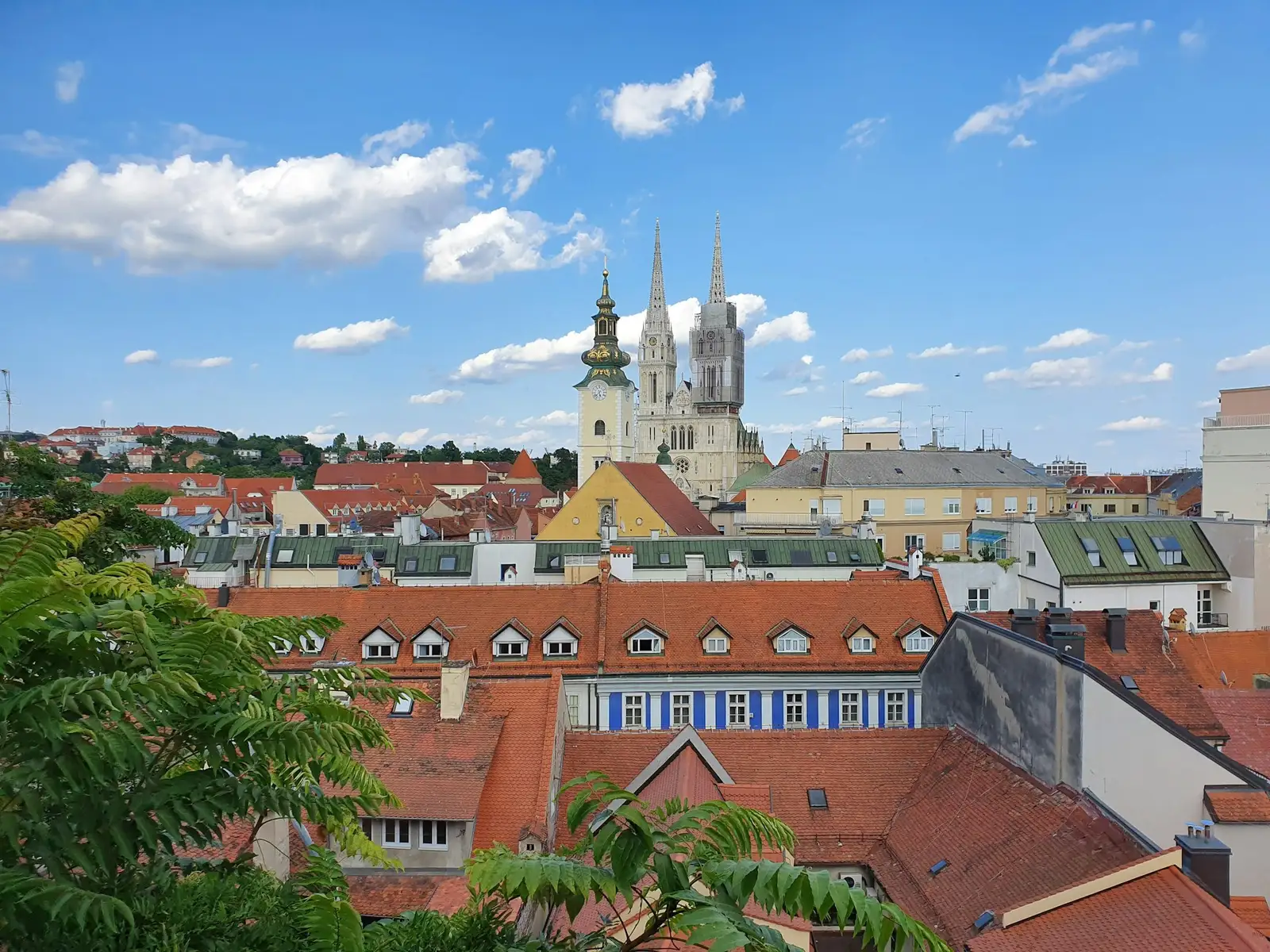 Zagreb rooftops with the towers of Zagreb Cathedral